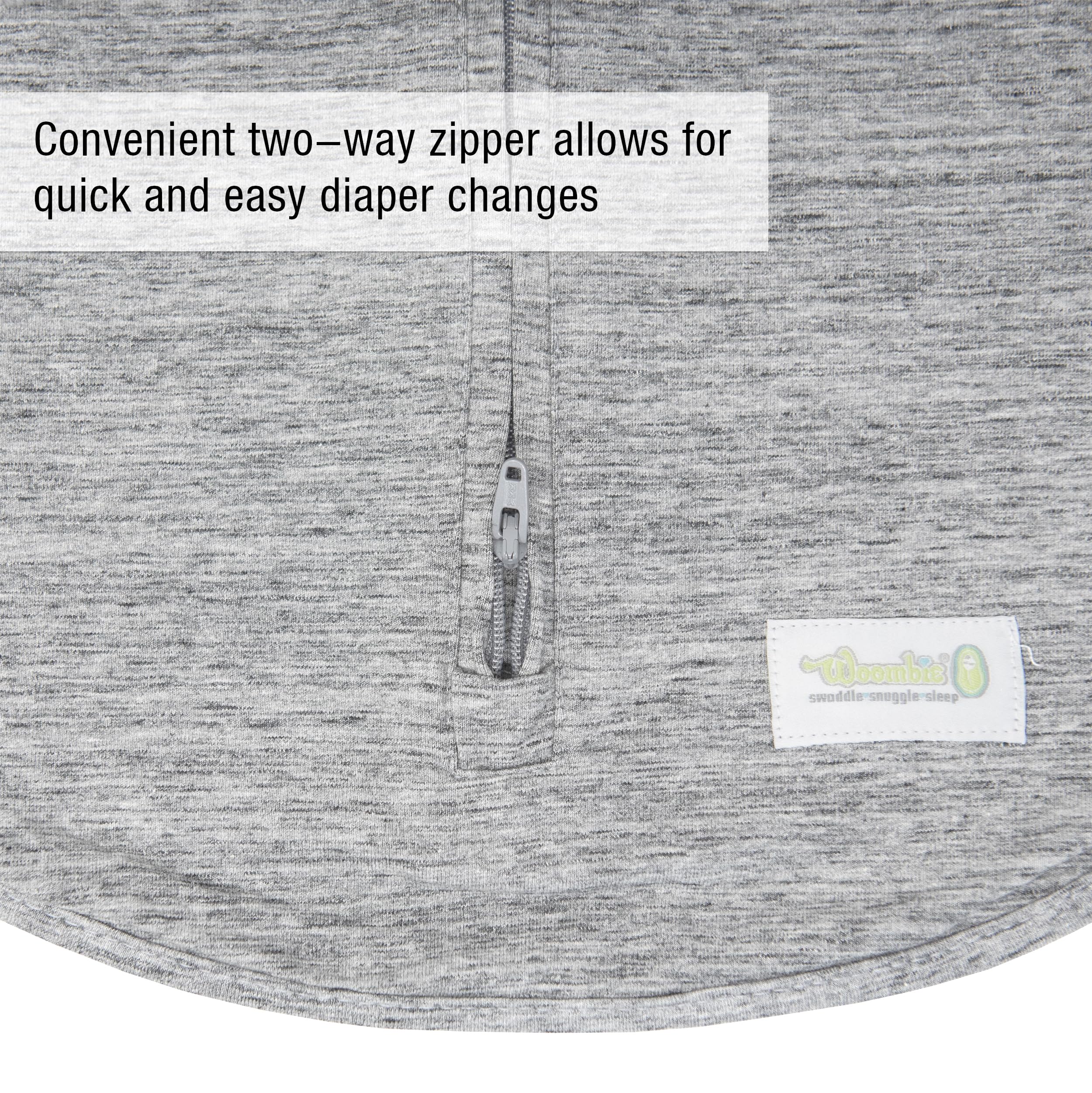 Hip and shoulder friendly fit of Woombie Swaddle supports natural positioning.