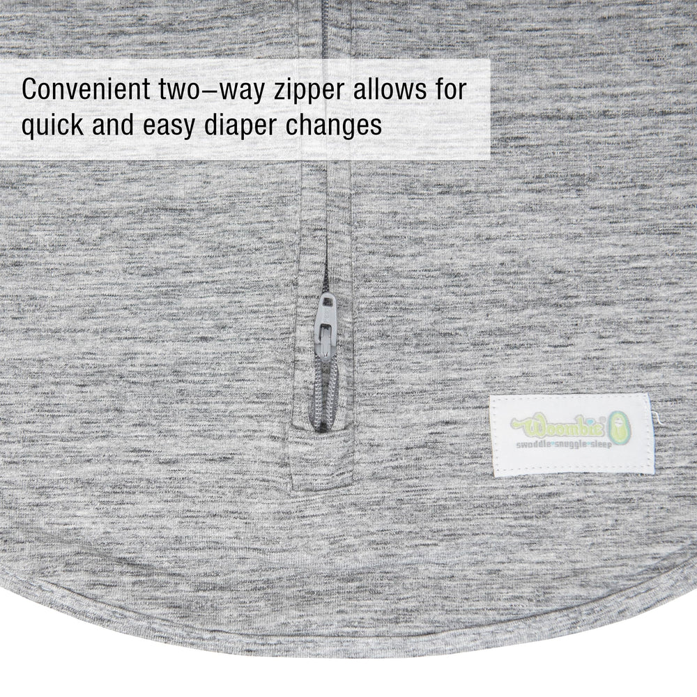 Hip and shoulder friendly fit of Woombie Swaddle supports natural positioning.