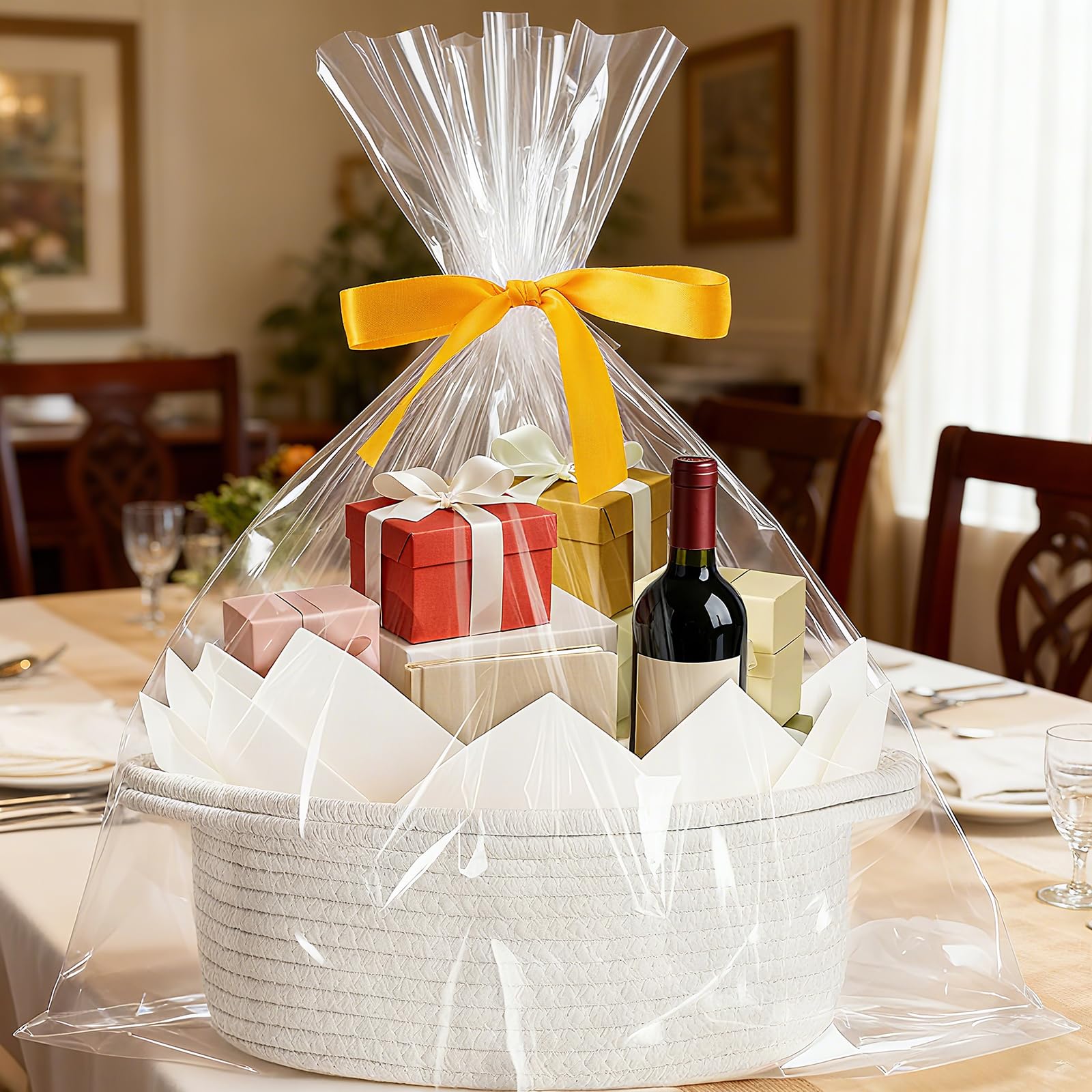 woric packaging includes gift bag, greeting card, ribbon, and tissue