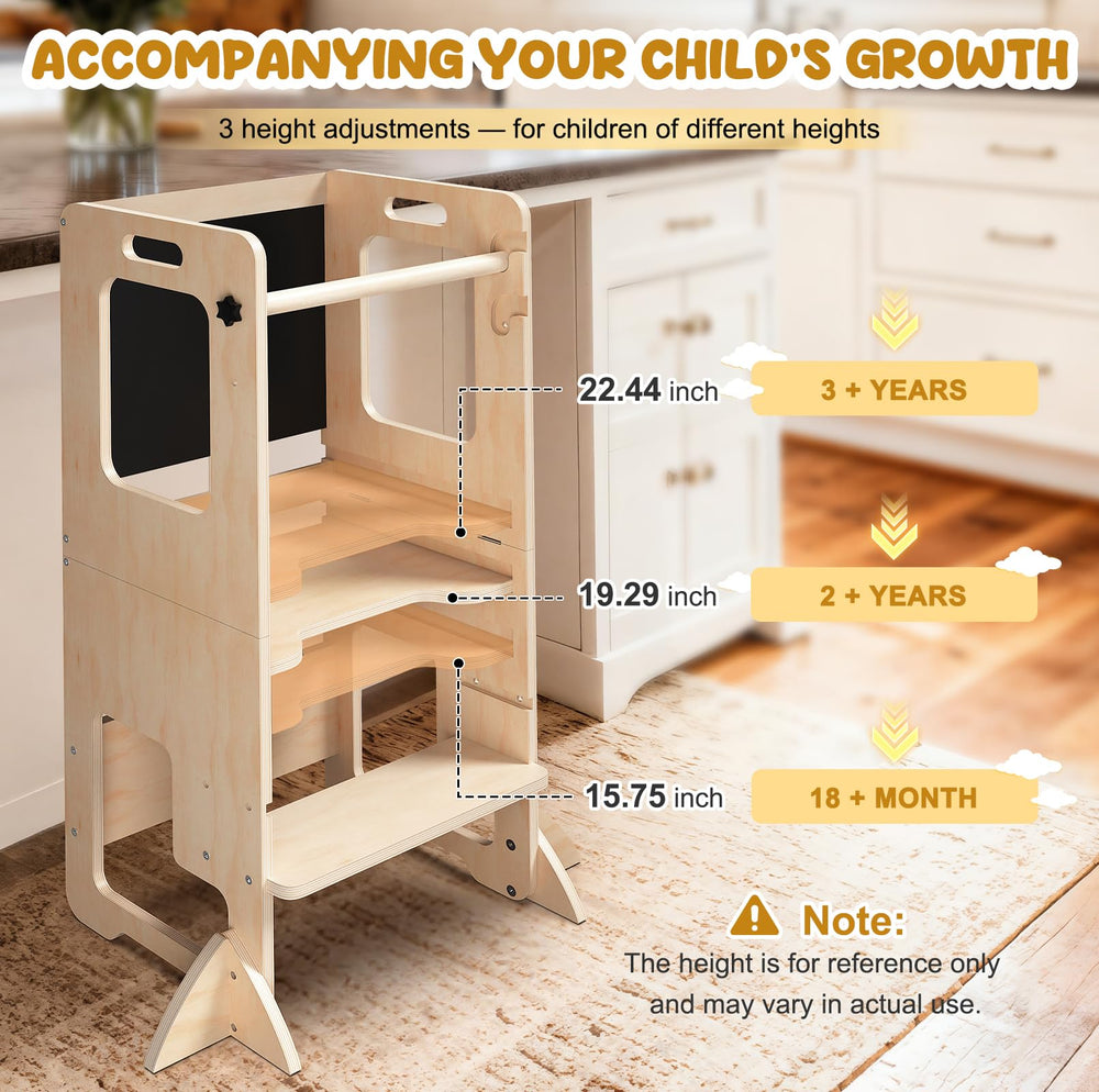 Worldmx wooden kitchen stool close-up shows natural wood finish and quality.
