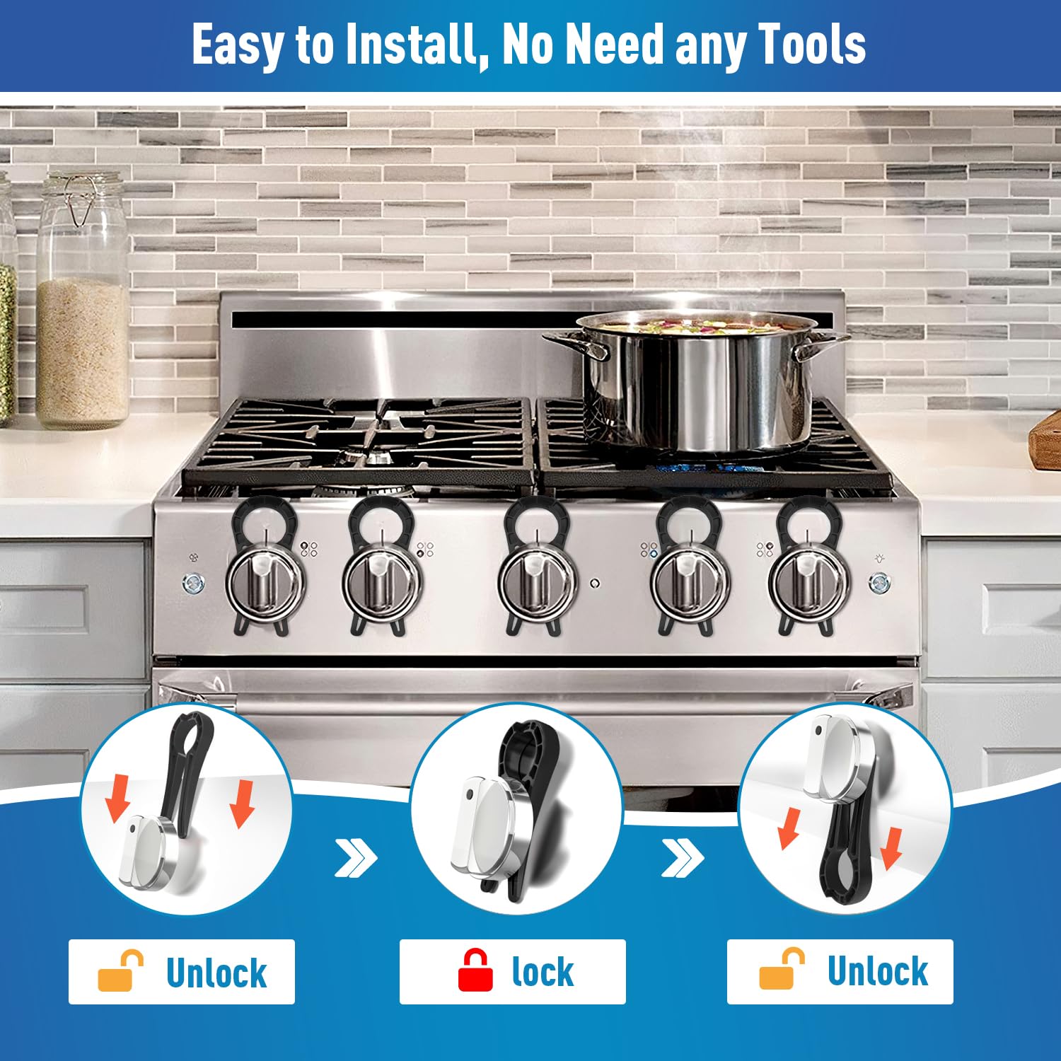 Worscale knob-locks fit snugly into stove gaps for secure fit
