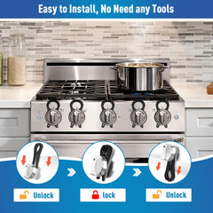 Worscale knob-locks fit snugly into stove gaps for secure fit