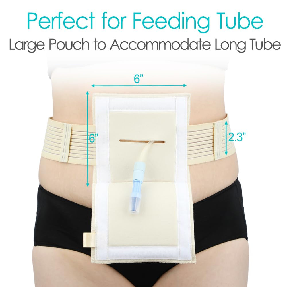 WoundWarrior gtube-belt velcro pouch keeps tube in place with easy access.