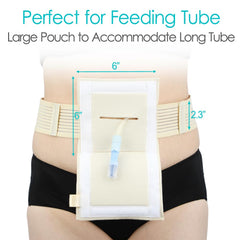 WoundWarrior gtube-belt velcro pouch keeps tube in place with easy access.