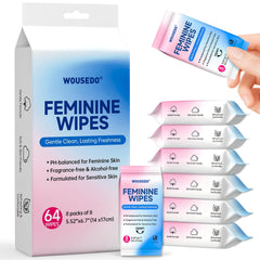 WOUSEDO feminine wipes mini-pack ready for purse or pocket use for discreet freshness.