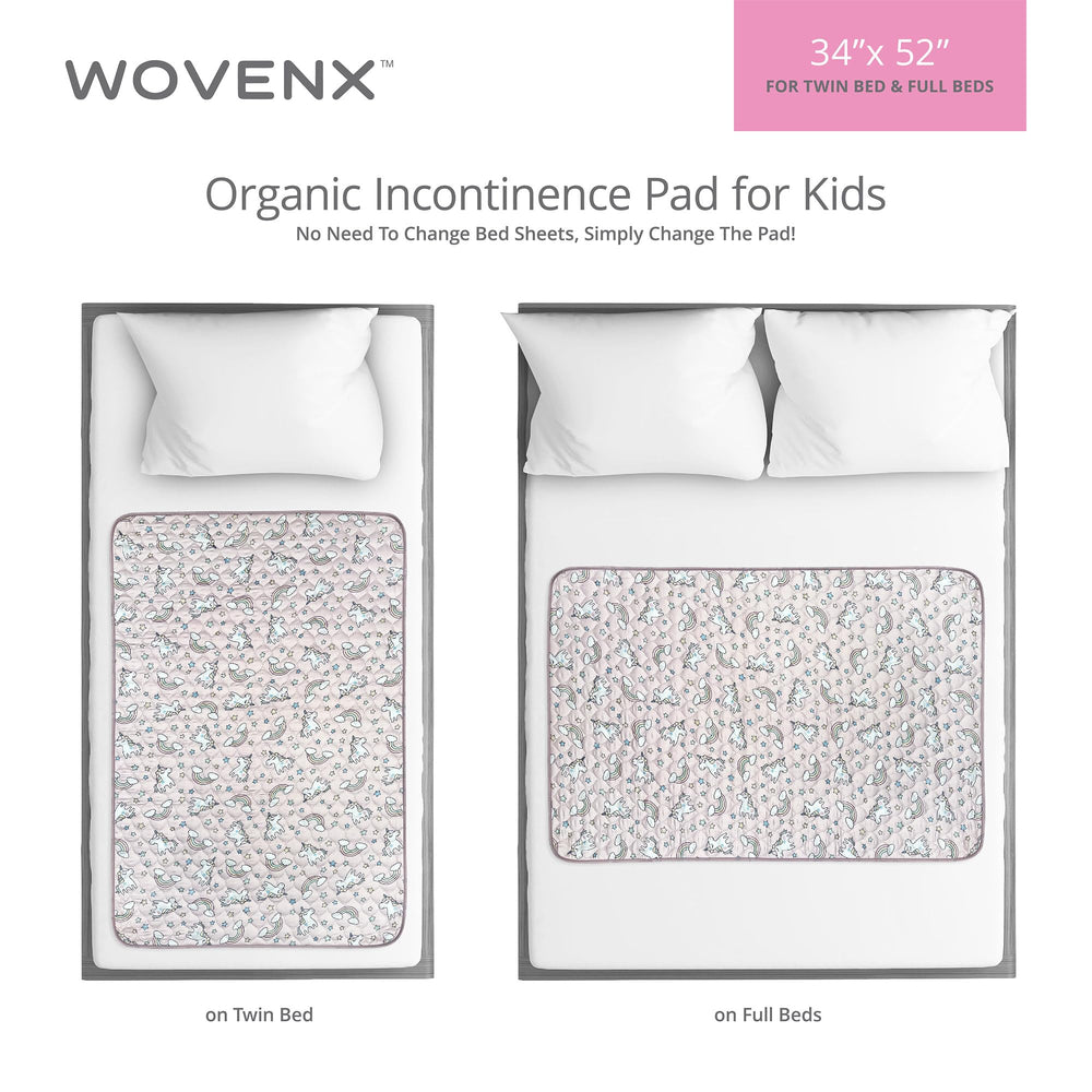 Pad placed on a twin bed, centered for full protection.