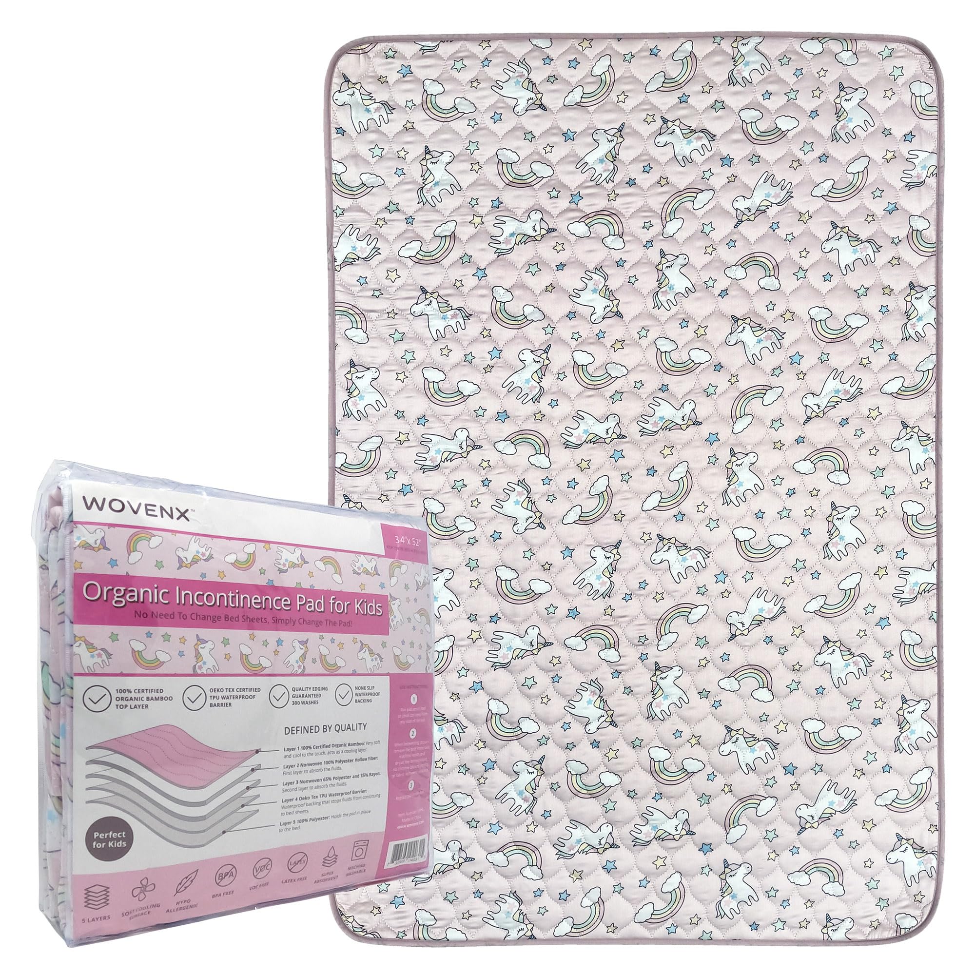 Non-slip backing on a WOVENX bed pad keeps it in place.