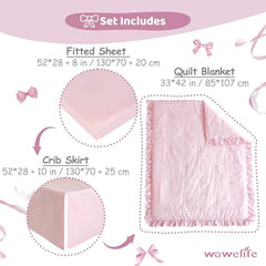 Wowelife fitted pink sheet with elastic edges for secure fit