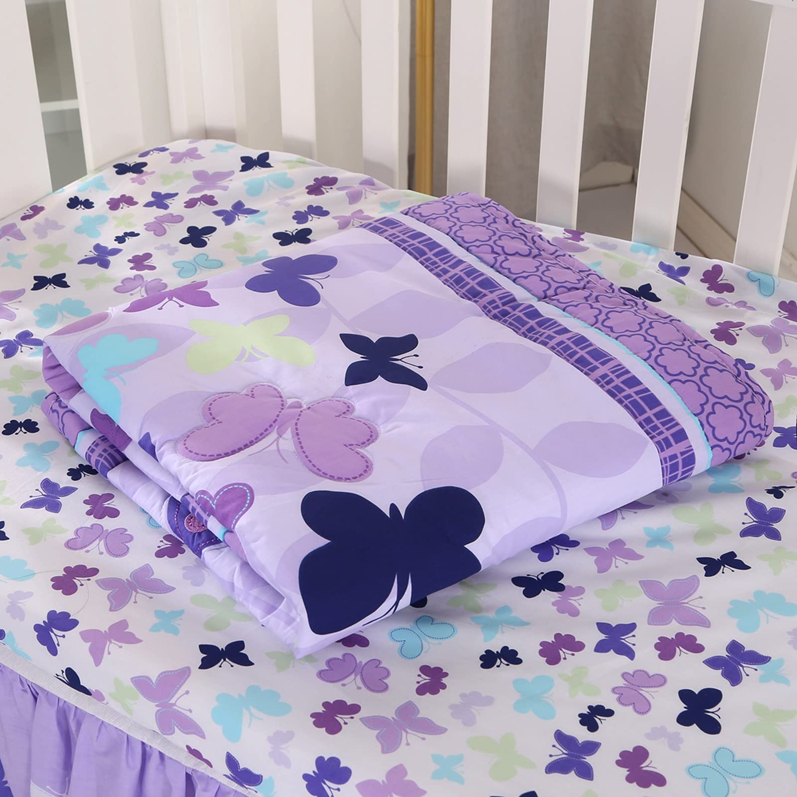 Wowelife butterfly crib skirt adds color and tidy space.