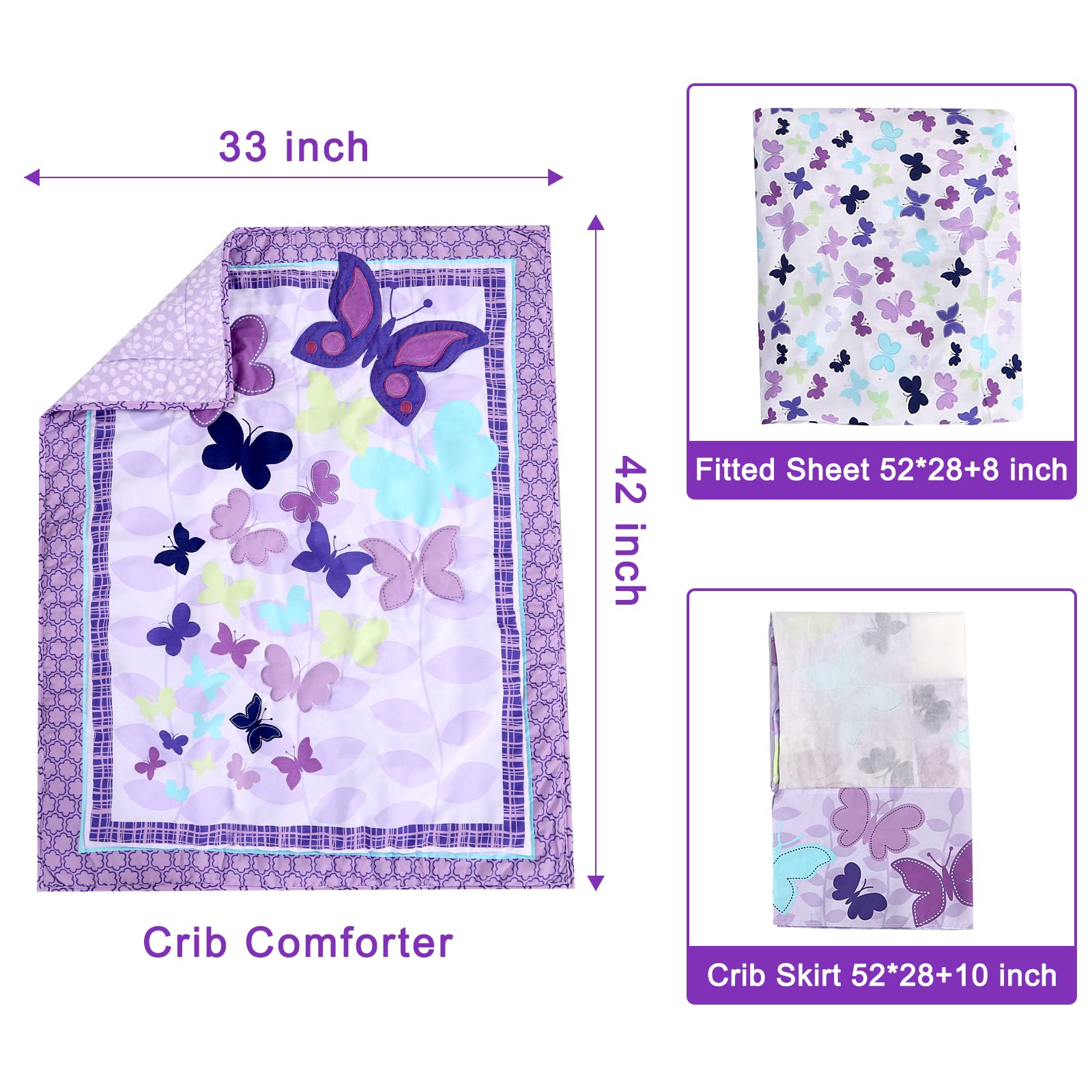 Wowelife purple nursery set creates a dreamy, calming space.