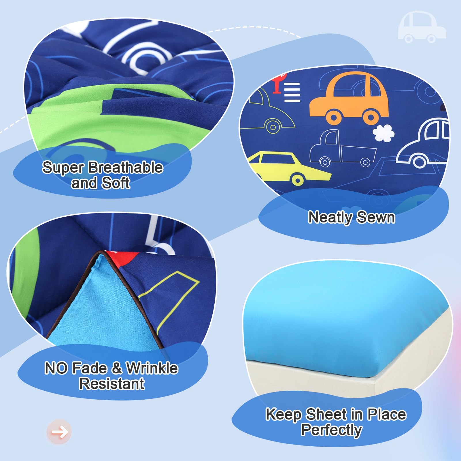Wowelife blue car design enhances imagination and kid-friendly bedroom theme