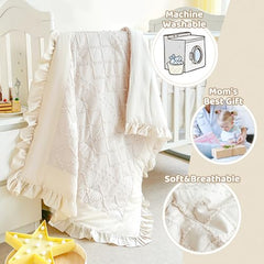 Wowelife crib skirt with deep pockets adds tidy storage and style.