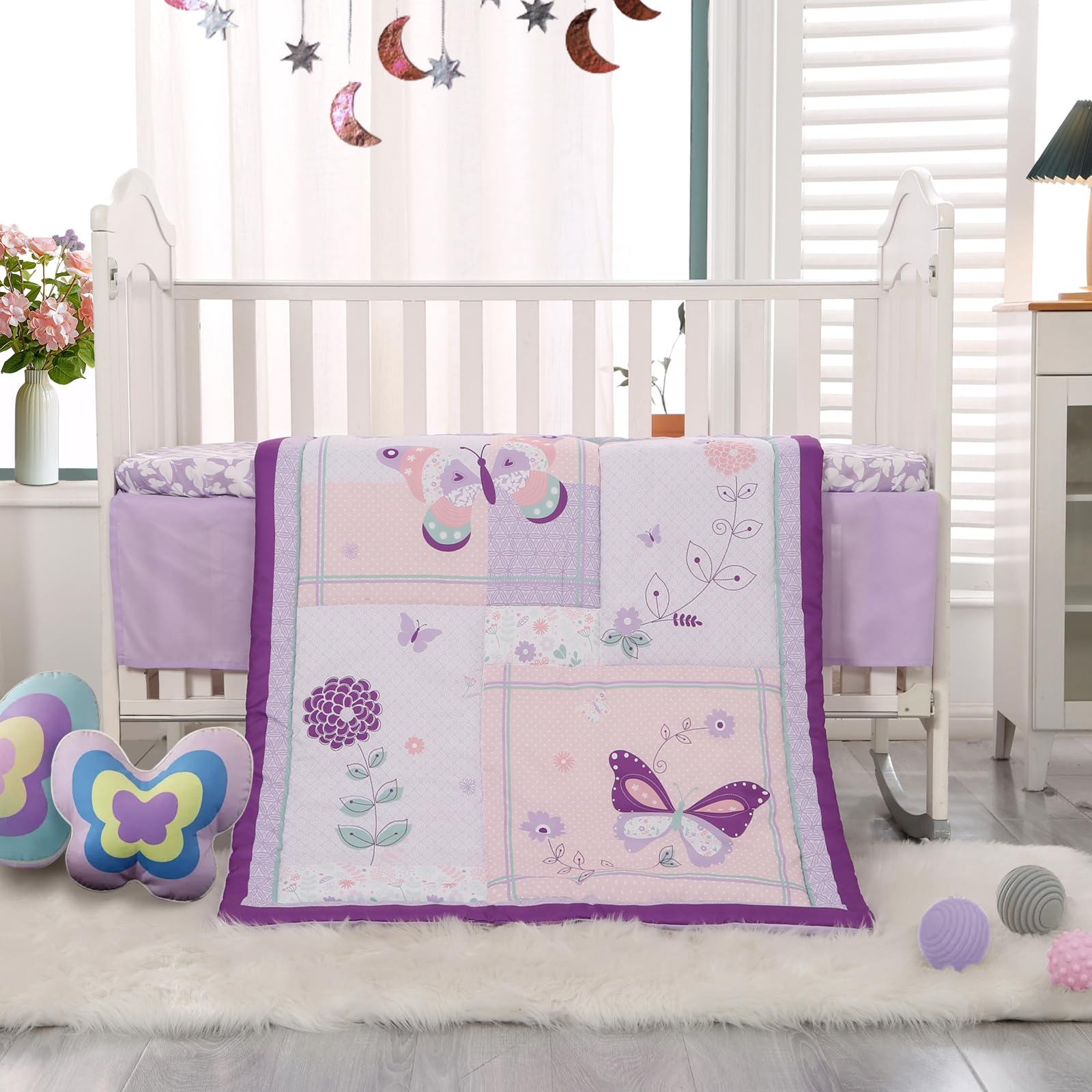 Wowelife crib skirt with deep pockets keeps bedding tidy