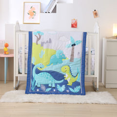 Wowelife dinosaur crib bedding comforter in blue dinosaurs for a cozy nursery