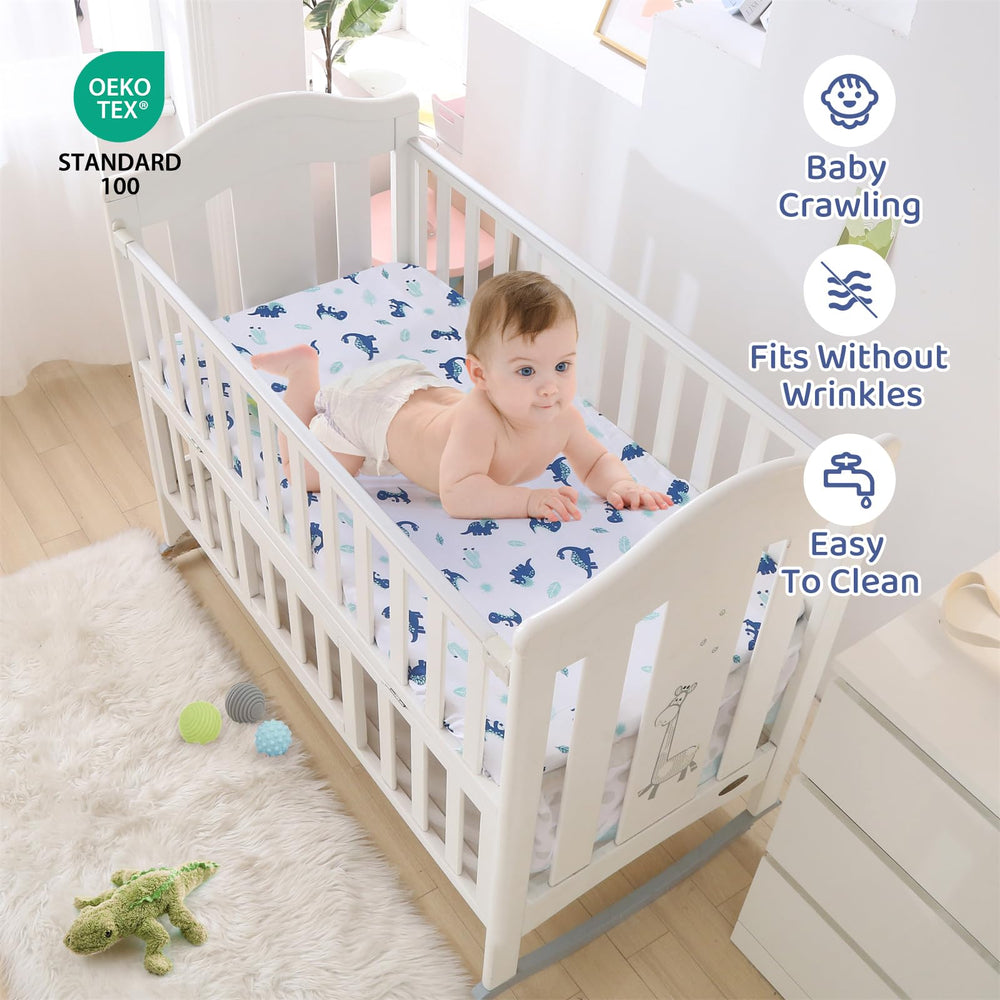 Wowelife dinosaur crib bedding fitted sheet with all-around elastic stays securely in place