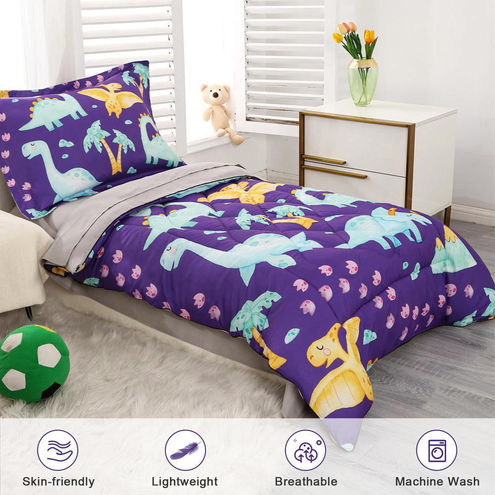 Wowelife dinosaur toddler flat sheet purple supports comfortable night routines