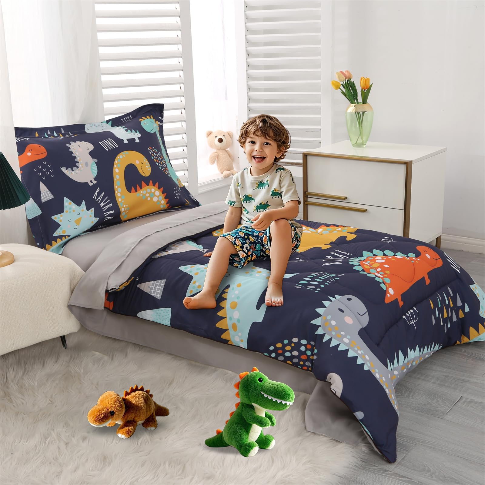 Wowelife dinosaur toddler top sheet with soft, breathable fabric.