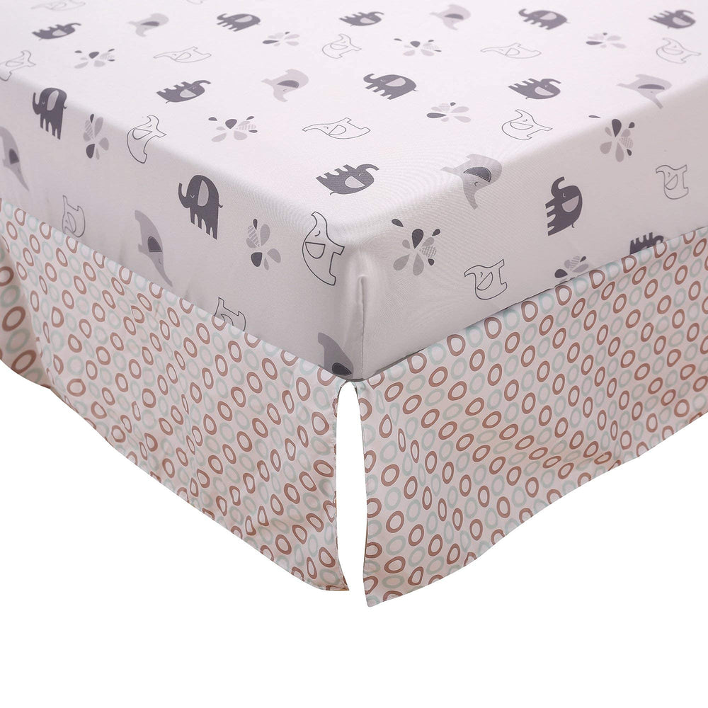 Wowelife elephant nursery bedding elastic fitted sheet stays in place.