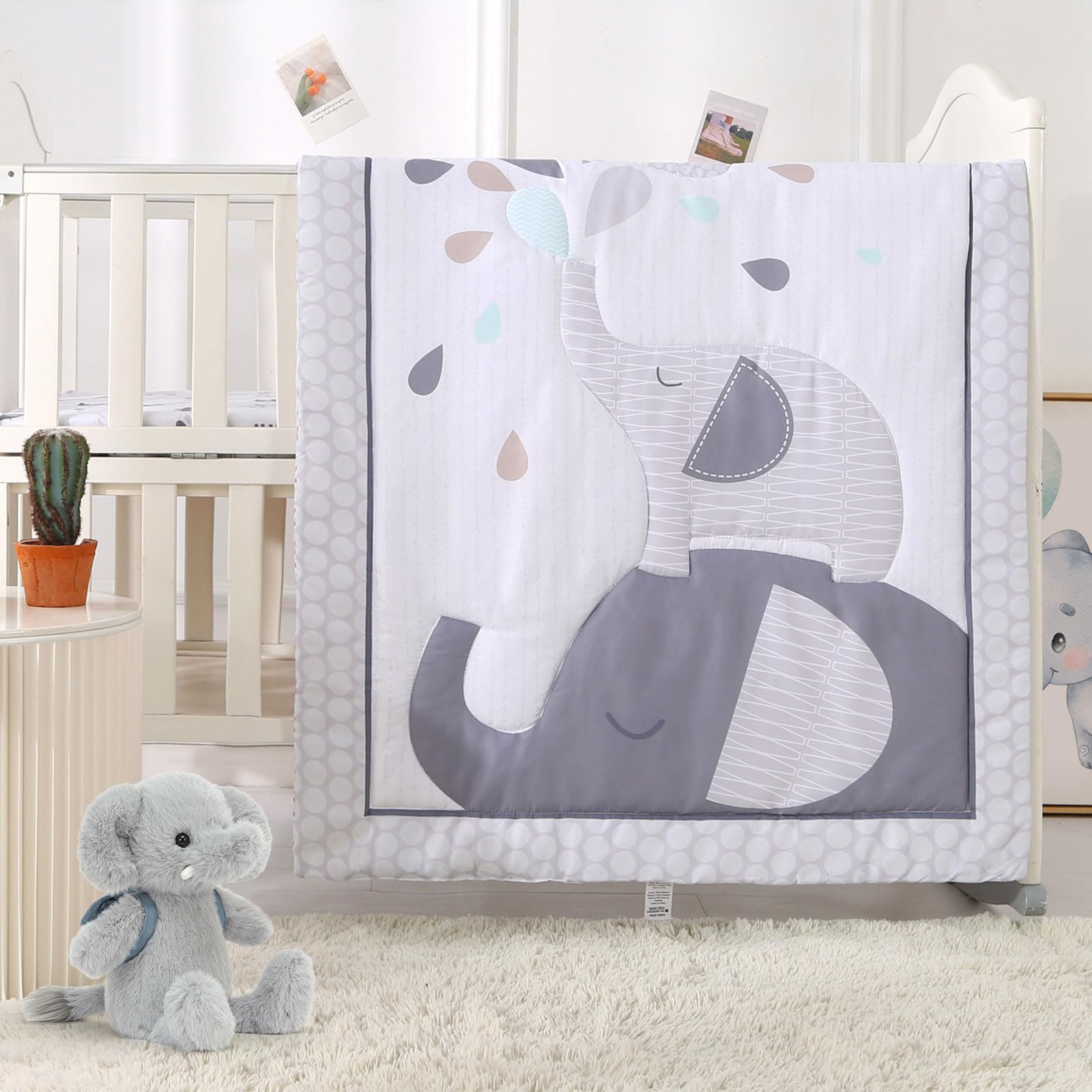 Wowelife elephant mini crib comforter for cozy, calming nights