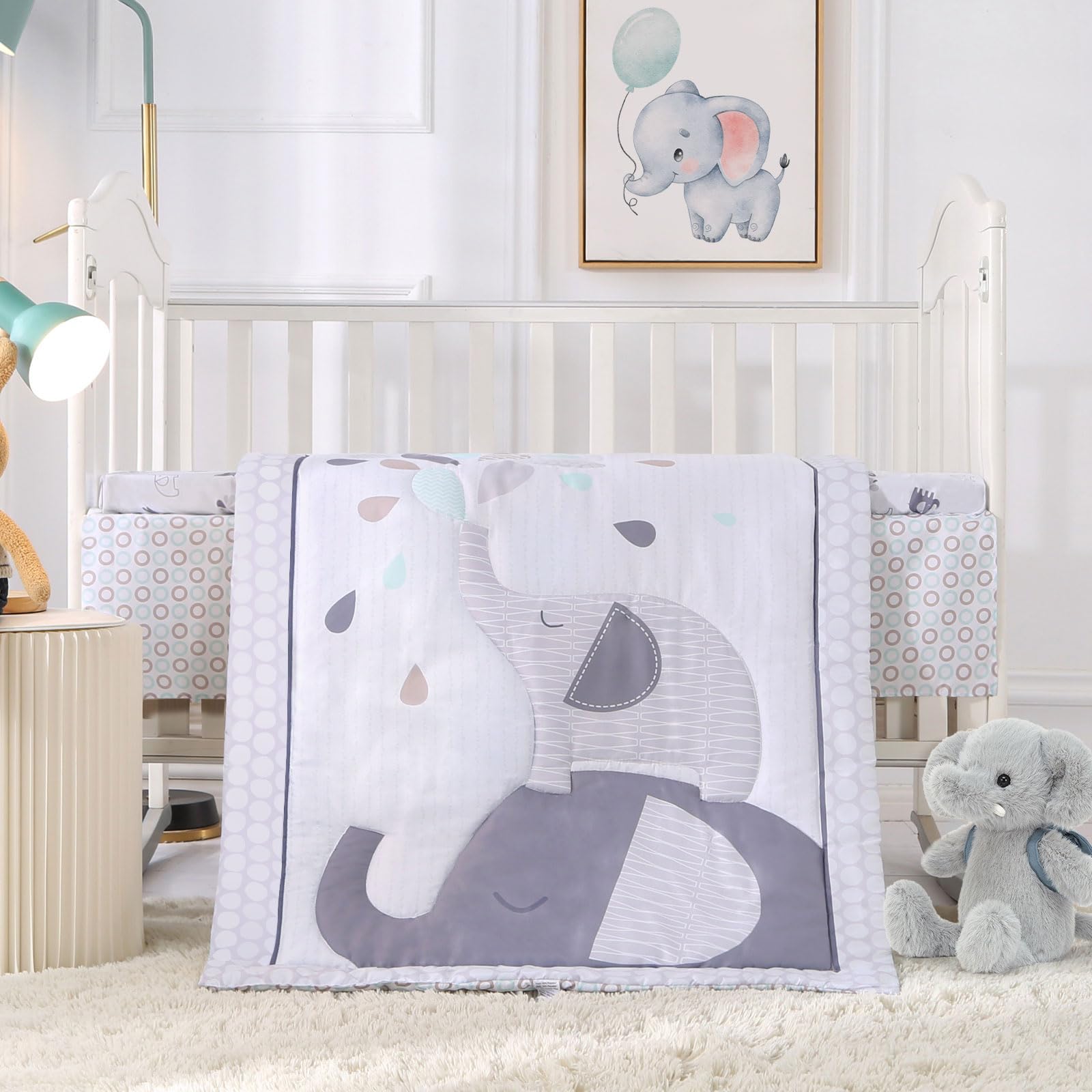 Wowelife elephant mini crib sheet with all-around elastic secure fit