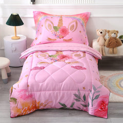 Wowelife Unicorn toddler bedding set in pink with unicorn motif for cozy nights.