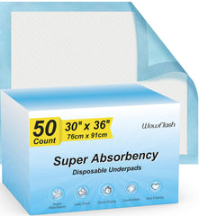 Wowflash five-layer protection underpad demonstrating rapid liquid absorption and floor protection.
