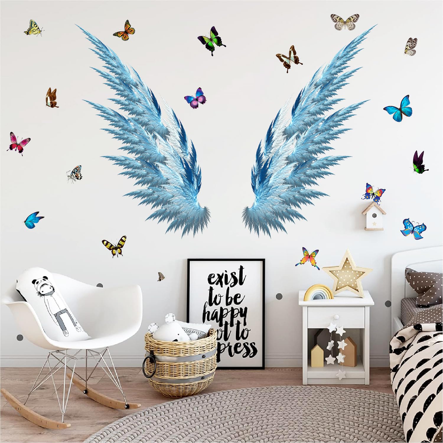 WOYINIS blue wing and butterfly wall decor pack for quick room updates.
