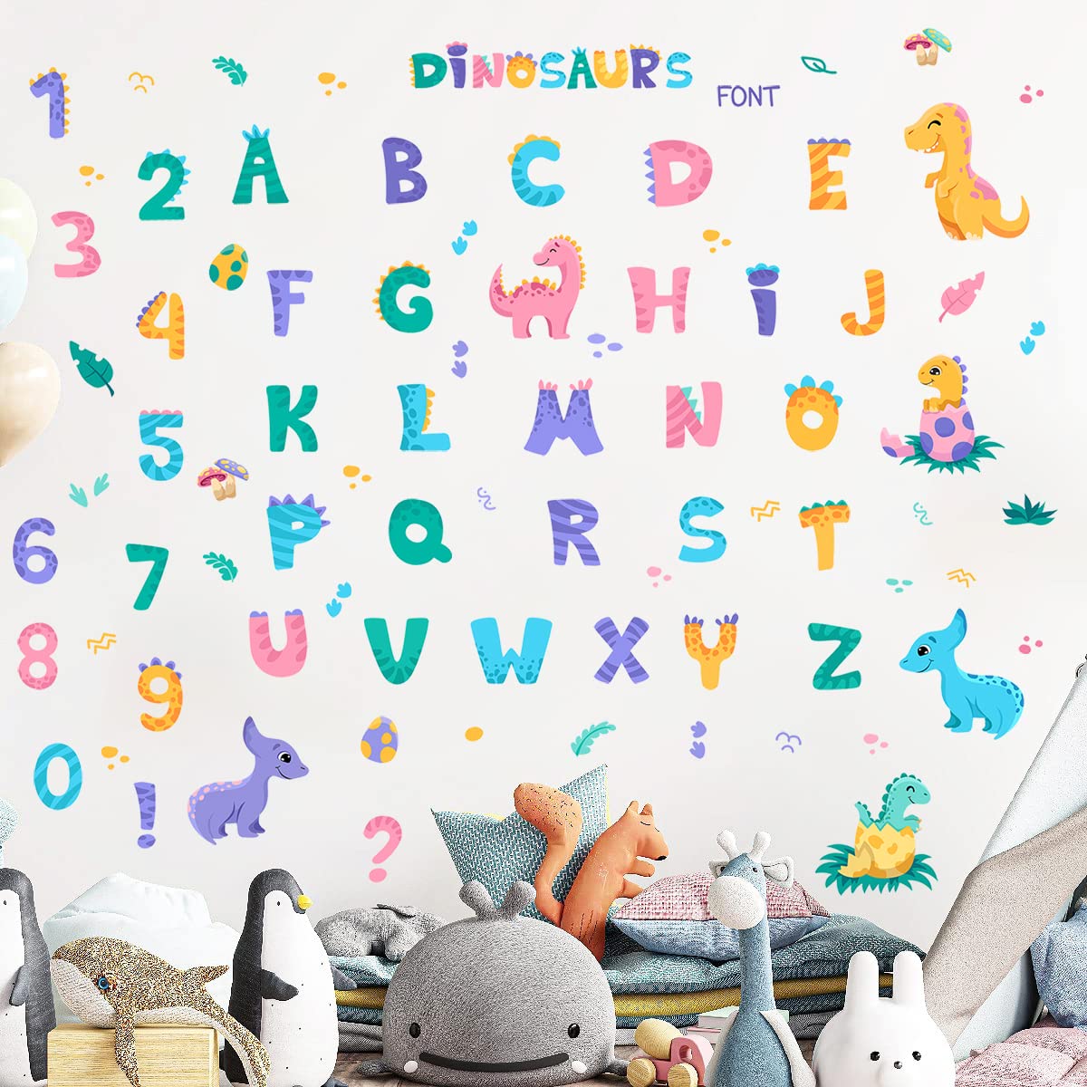 WOYINIS vibrant number and letter decals for playful study areas