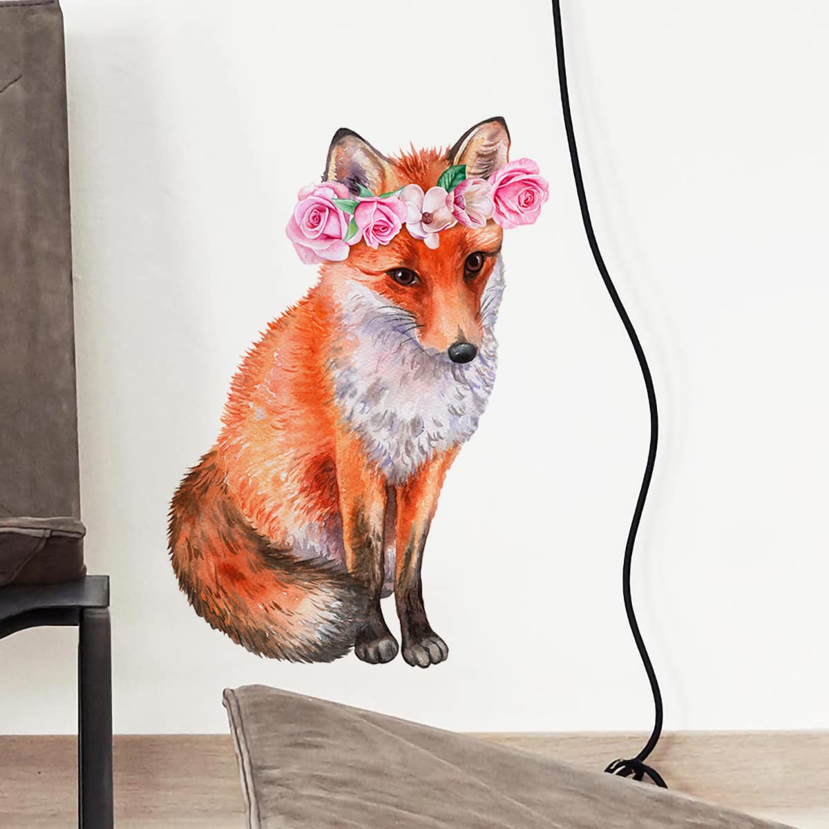 WOYINIS watercolor fox wall sticker for playful kids room decor