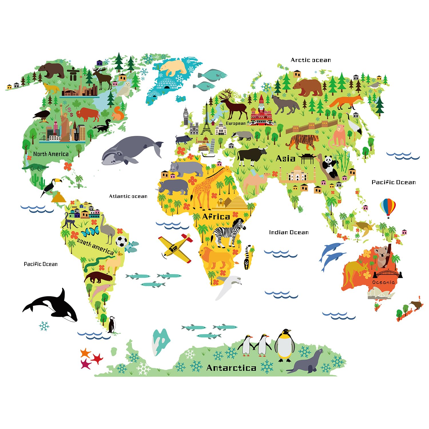 WOYINIS ocean animals map sticker highlights sea creatures for curious kids.