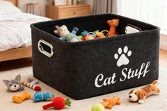 Wpetle cat toy bin folded storage mode shows space saving convenience for small rooms