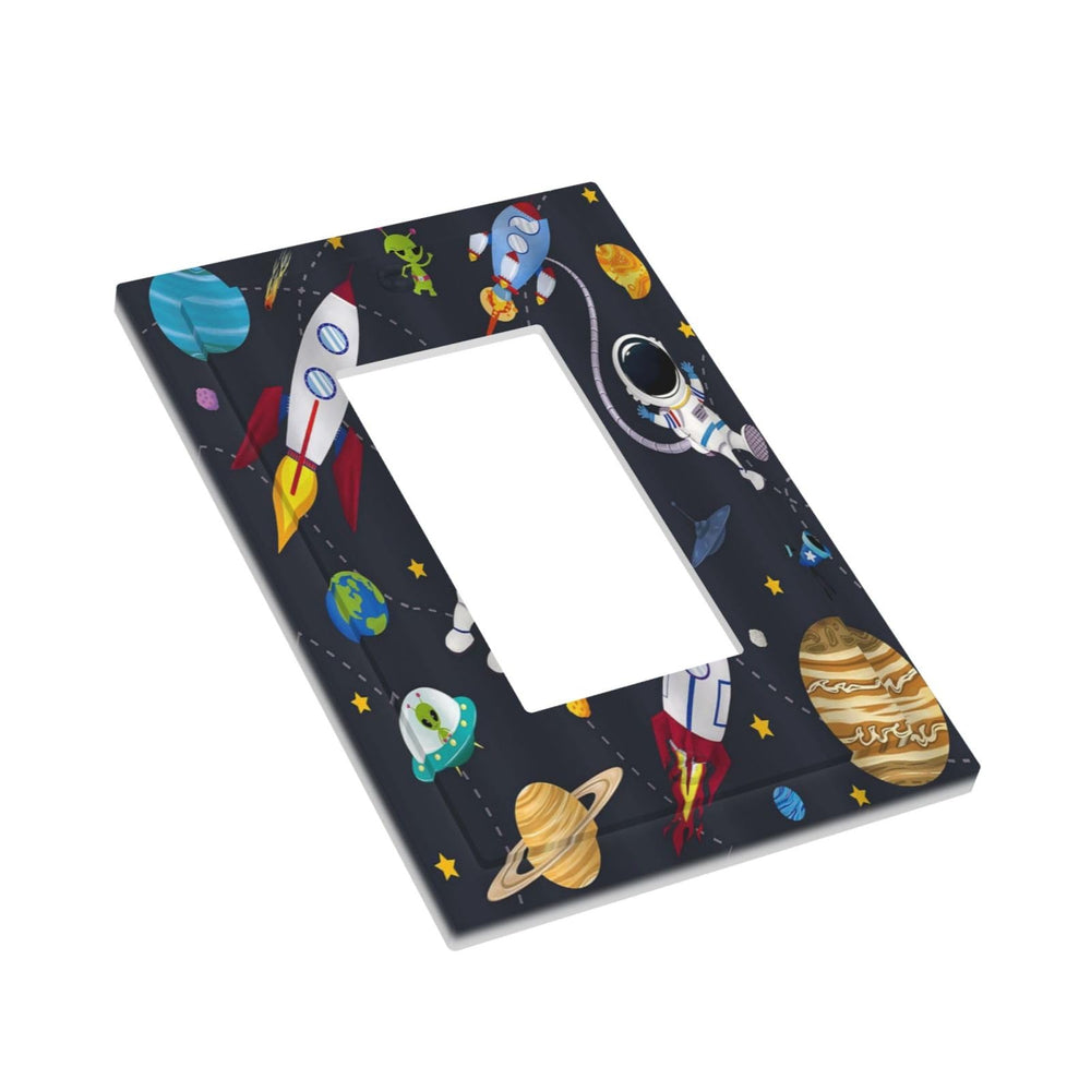 Wpshijia Rocket Planets blue switch-faceplate decorates kids room while staying durable