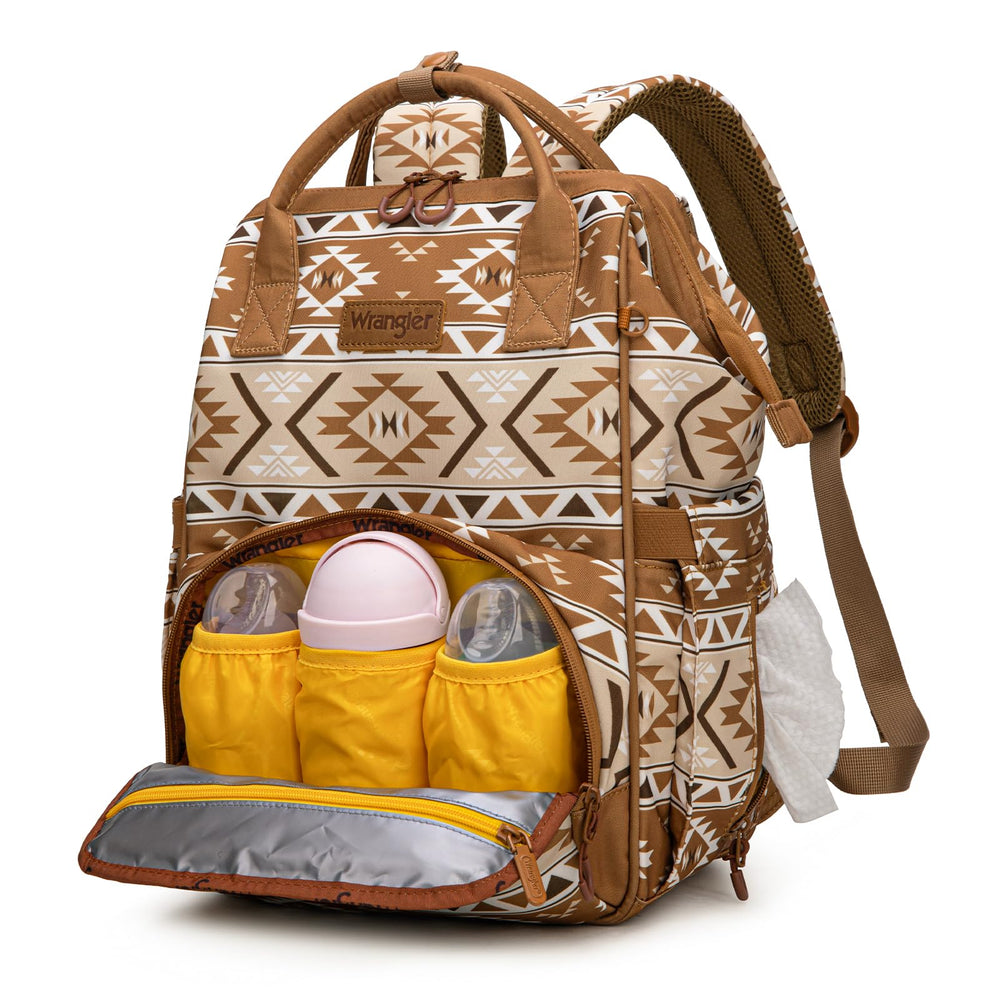 Wrangler Aztec Backpack dimensions 16.5 by 11.5 by 6 inches for versatile packing.