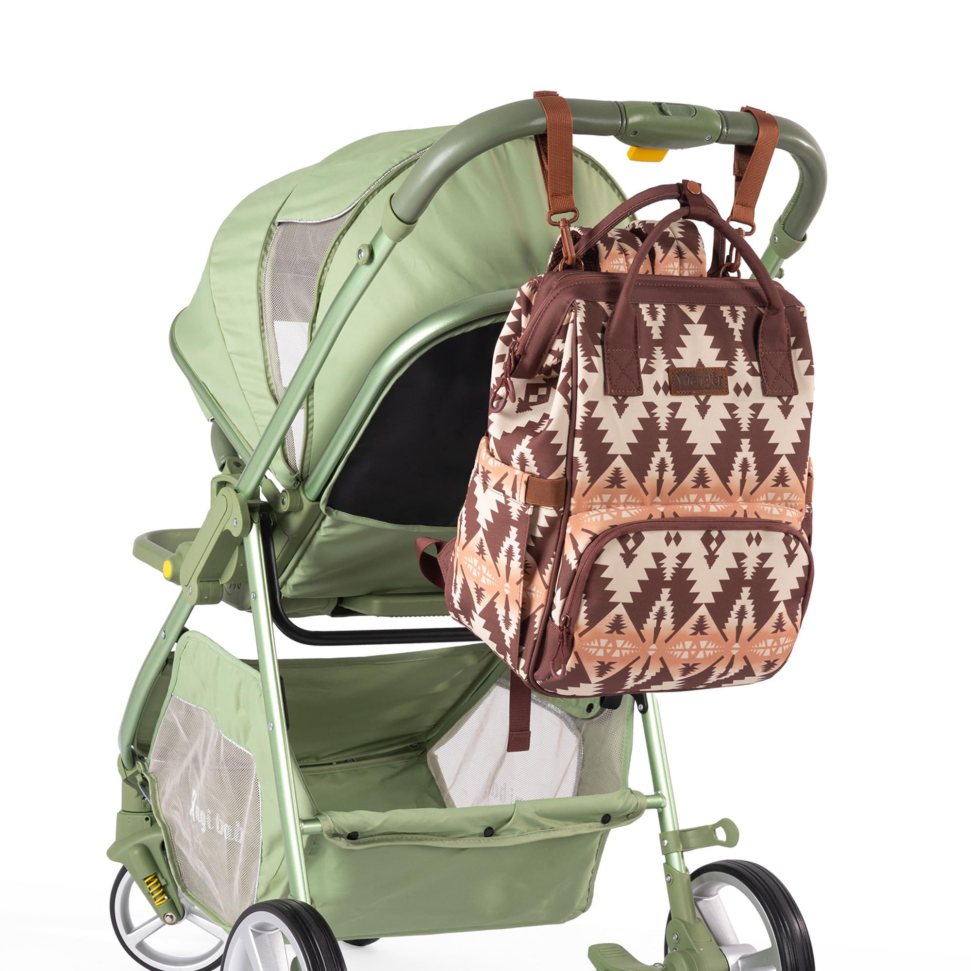 Wrangler Aztec Backpack measures 16.5 x 11.5 x 6 inches for compact travel.