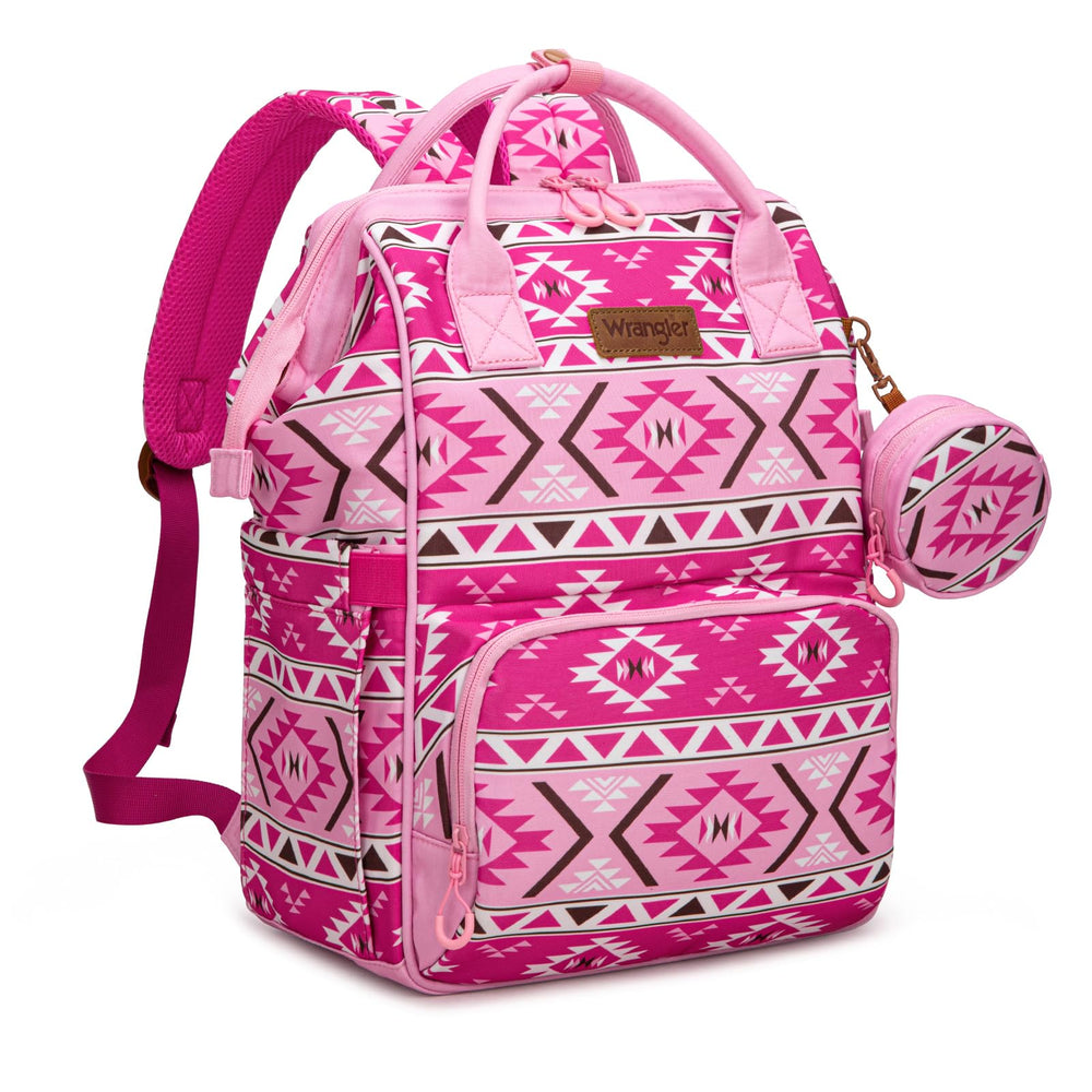 Wrangler Aztec Backpack front panel with organized compartments for quick access