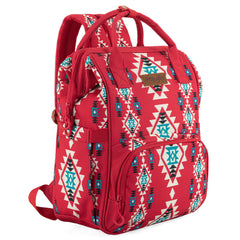 Wrangler Aztec Backpack front view showcasing organized compartments for parents on the go
