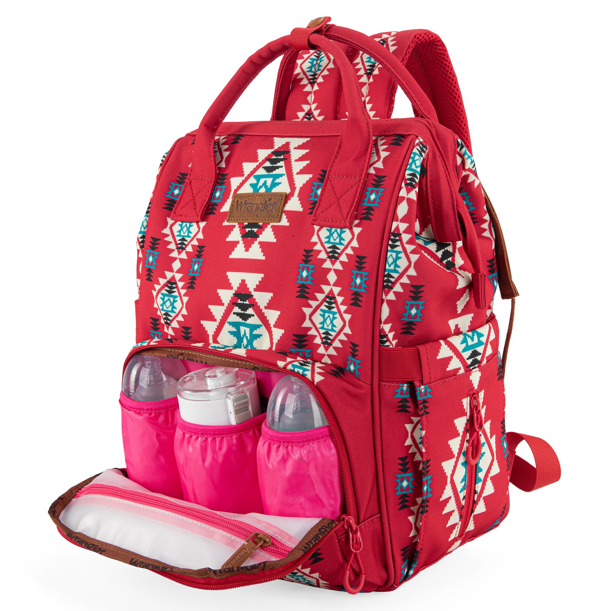 Wrangler Aztec Backpack insulated pockets keep bottles at temperature during travel