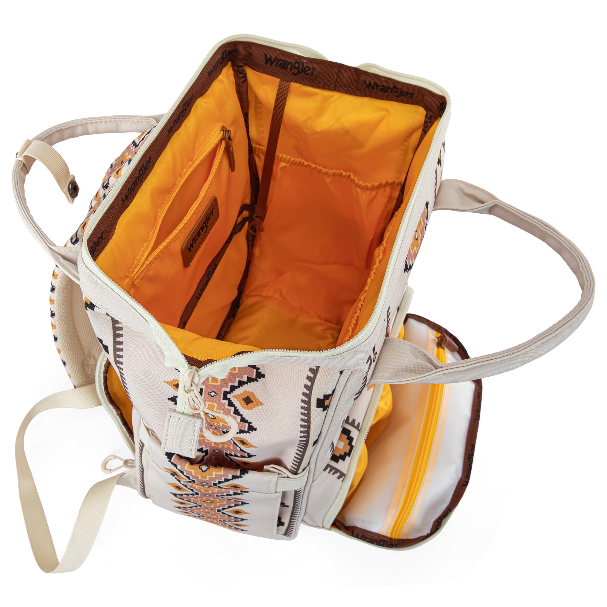 Wrangler Aztec Backpack interior organization for easy packing.