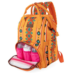 Wrangler Aztec Backpack side bottle pocket keeps drinks within reach on-the-go