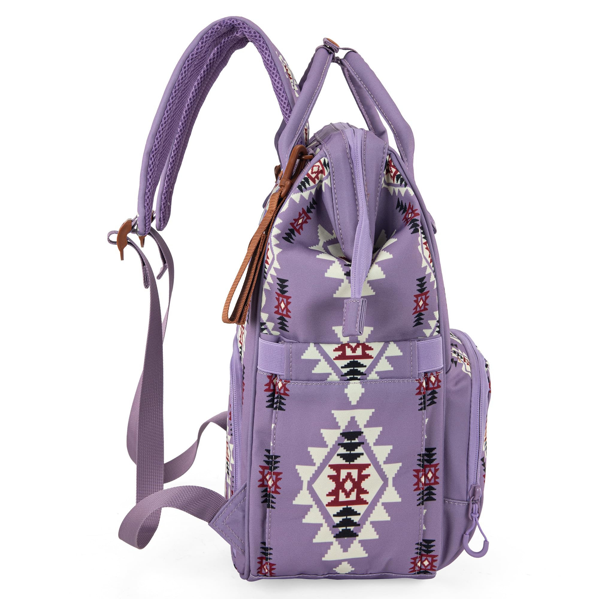Wrangler Aztec Backpack side bottle pockets for quick access during outings.