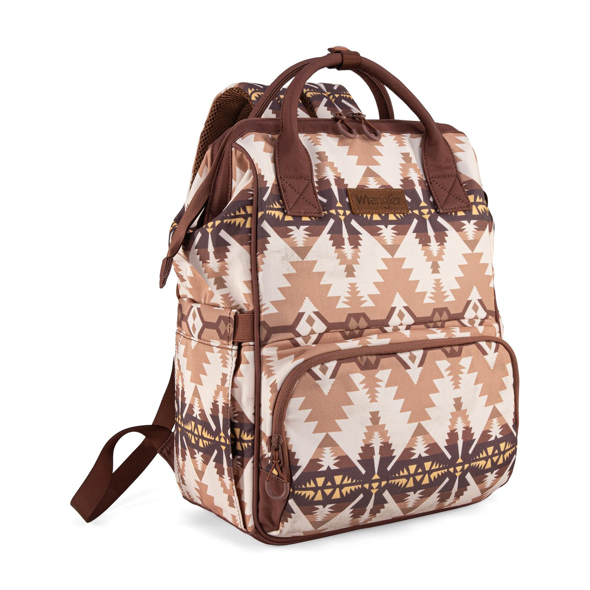 Wrangler Callie diaper bag backpack with stroller strap for hands-free outings.