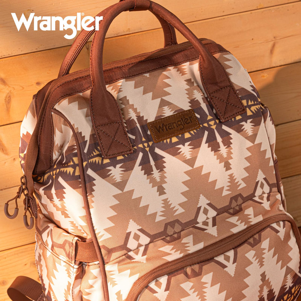 Wrangler Callie travel-ready diaper bag backpack for on-the-go families.