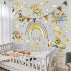 Wrdpyrmnis rainbow airplane wall stickers brighten kids' rooms with durable, removable decor.