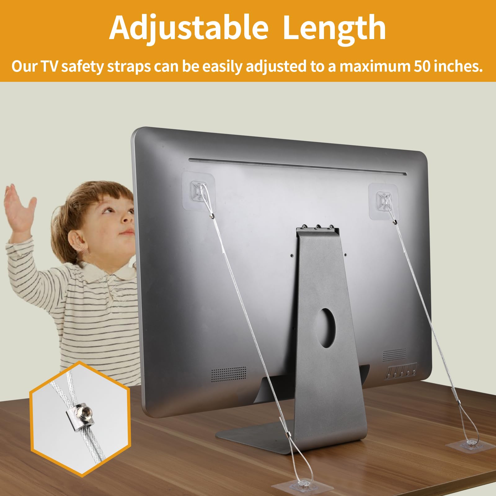 WRICHEAR anti-tip straps anchor a TV to the wall for safety