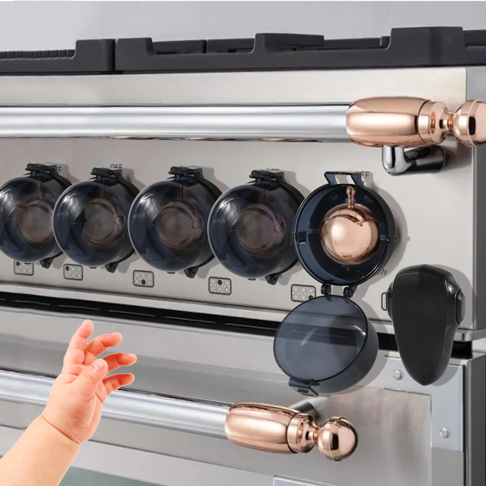 WRICHEAR stove knob safety covers set protecting kids from stove access