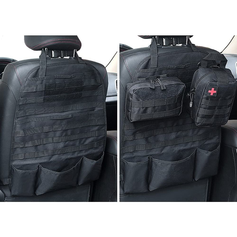wrumava car seat back organizer with MOLLE panel for gear storage