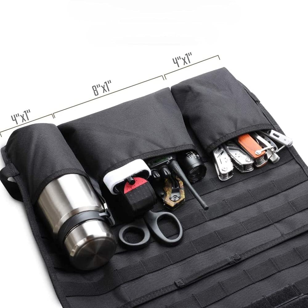 wrumava tactical nylon seat back organizer straps around headrest for quick setup