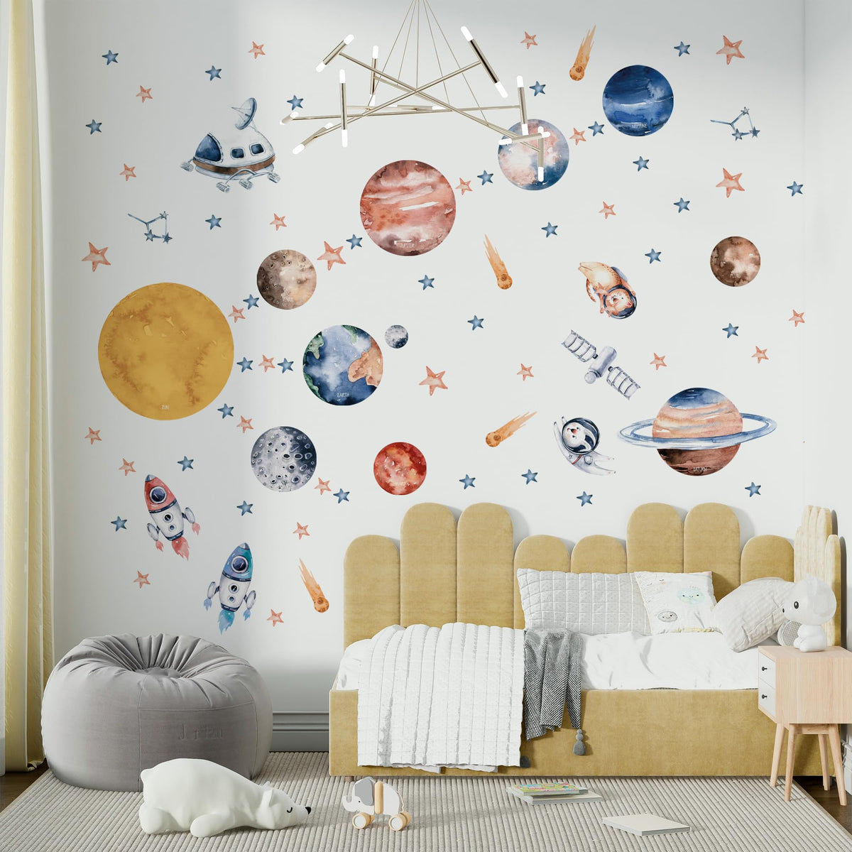 WS Wallpaper solar system planets stickers brighten kids’ room decor and spark curiosity