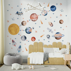 WS Wallpaper solar system planets stickers brighten kids’ room decor and spark curiosity