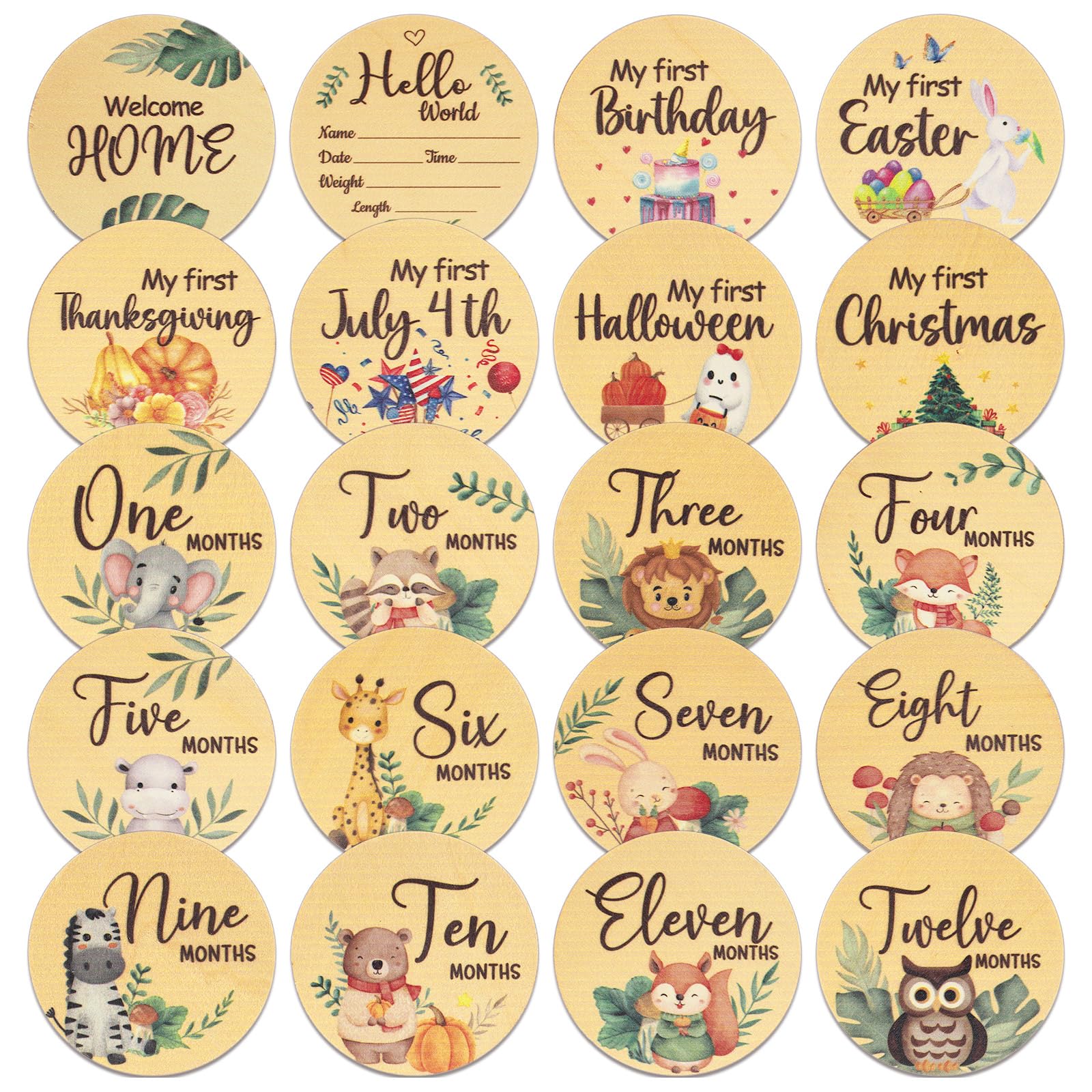 WSICSE baby milestone cards with Hello World design for first-year photos